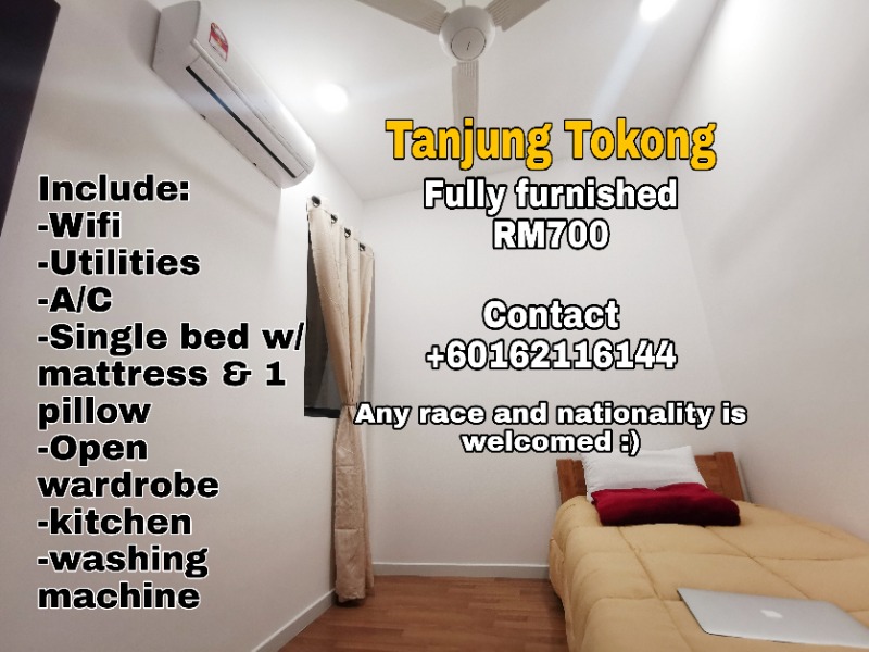 room for rent, medium room, tanjung tokong, Brand New Middle Room - any race and nationality is welcomed