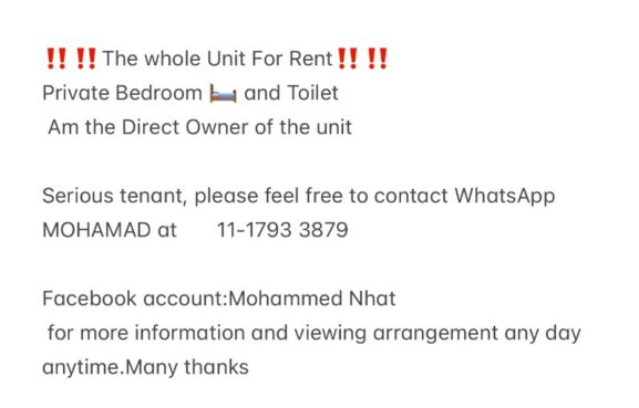 room for rent, master room, bukit indah 2, ‼️‼️‼️Fully furnished studio unit non sharing pet allowed@+60 11-1793 3879