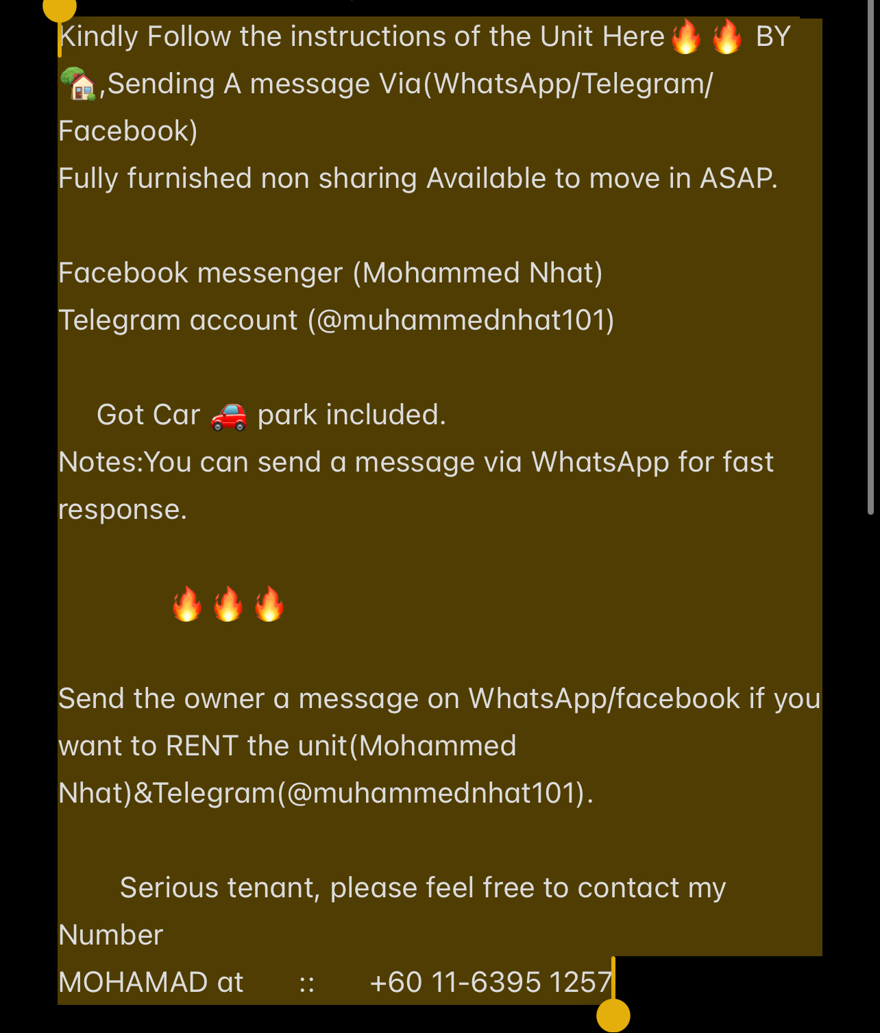 room for rent, studio, gadek, Send the owner a message on WhatsApp/facebook if you want to RENT the unit(Mohammed Nhat)&Telegram(@muhammednhat101)