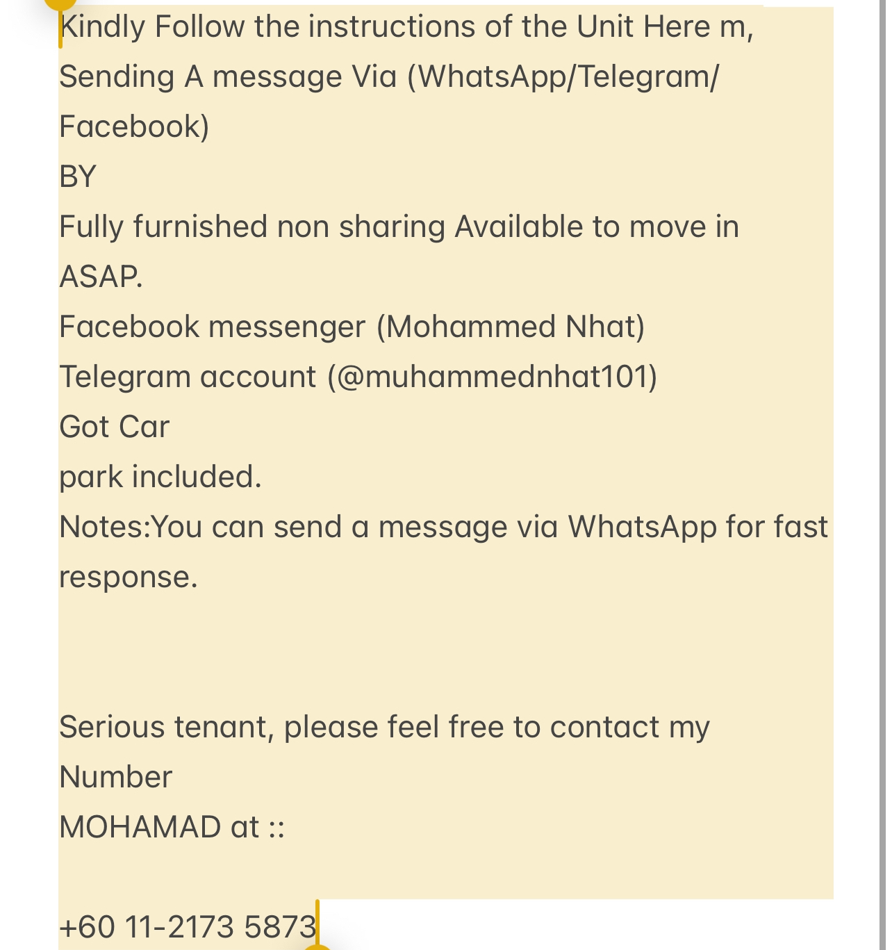 room for rent, master room, fraser business park, Send the owner a message on WhatsApp/facebook if you want to RENT the unit facebook (Mohammed Nhat)&Telegram(@muhammednhat101) Fully furnished non sharing :(comfortable)