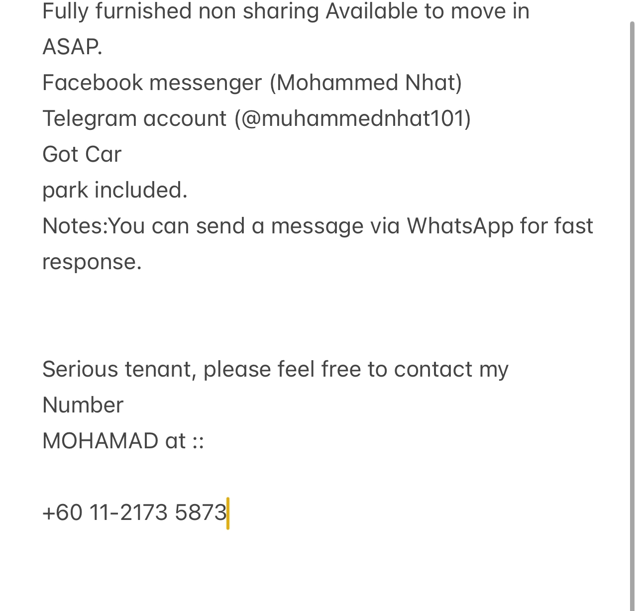 room for rent, studio, crescentia park, Send the owner a message on WhatsApp/facebook if you want to RENT the unit facebook (Mohammed Nhat)&Telegram(@muhammednhat101) Fully furnished non sharing :(comfortable)